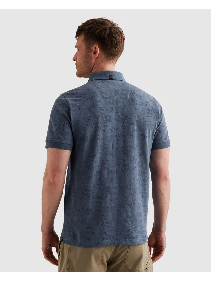 Short sleeve polo jacquard jersey, Bijou Blue