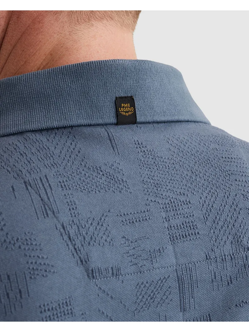 Short sleeve polo jacquard jersey, Bijou Blue
