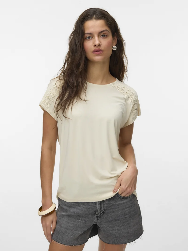 VMGINA SS O-NECK TOP JRS GA, Birch