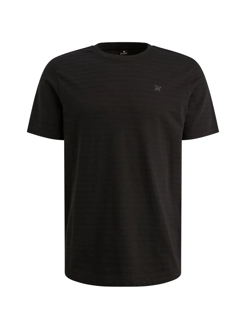 Short sleeve r-neck jersey structu, Black