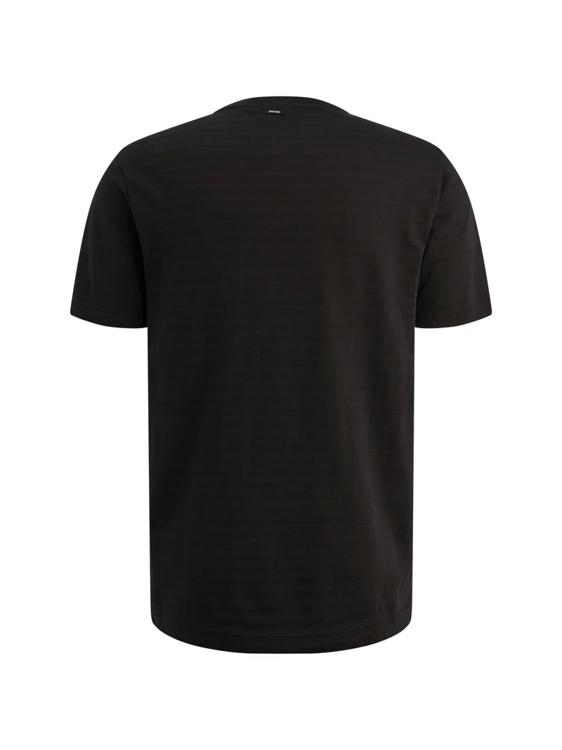 Short sleeve r-neck jersey structu, Black