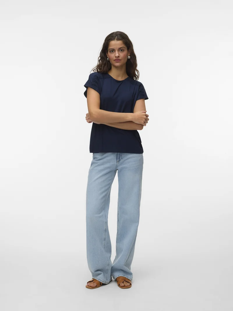 VMGINA SS O-NECK TOP JRS GA, Navy Blazer