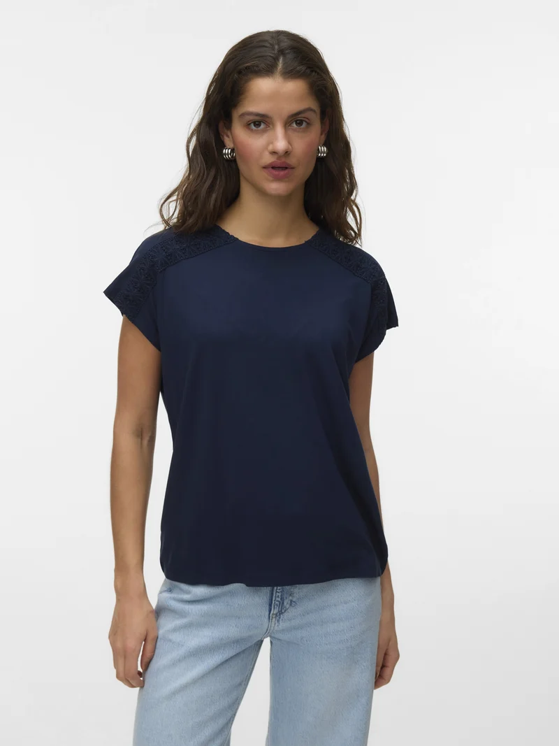 VMGINA SS O-NECK TOP JRS GA, Navy Blazer