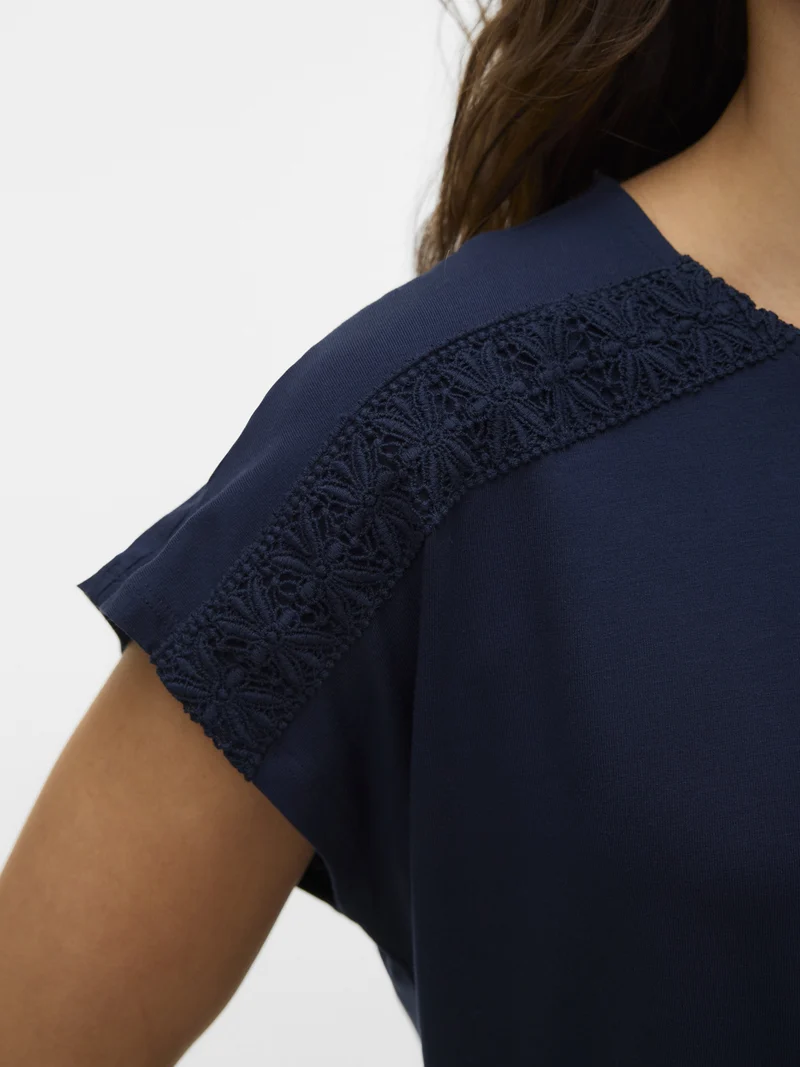 VMGINA SS O-NECK TOP JRS GA, Navy Blazer