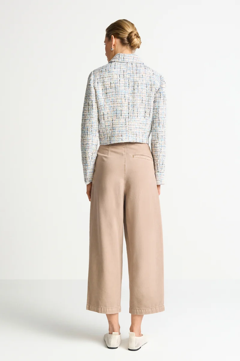 Cropped boucle jacket, sailor sky