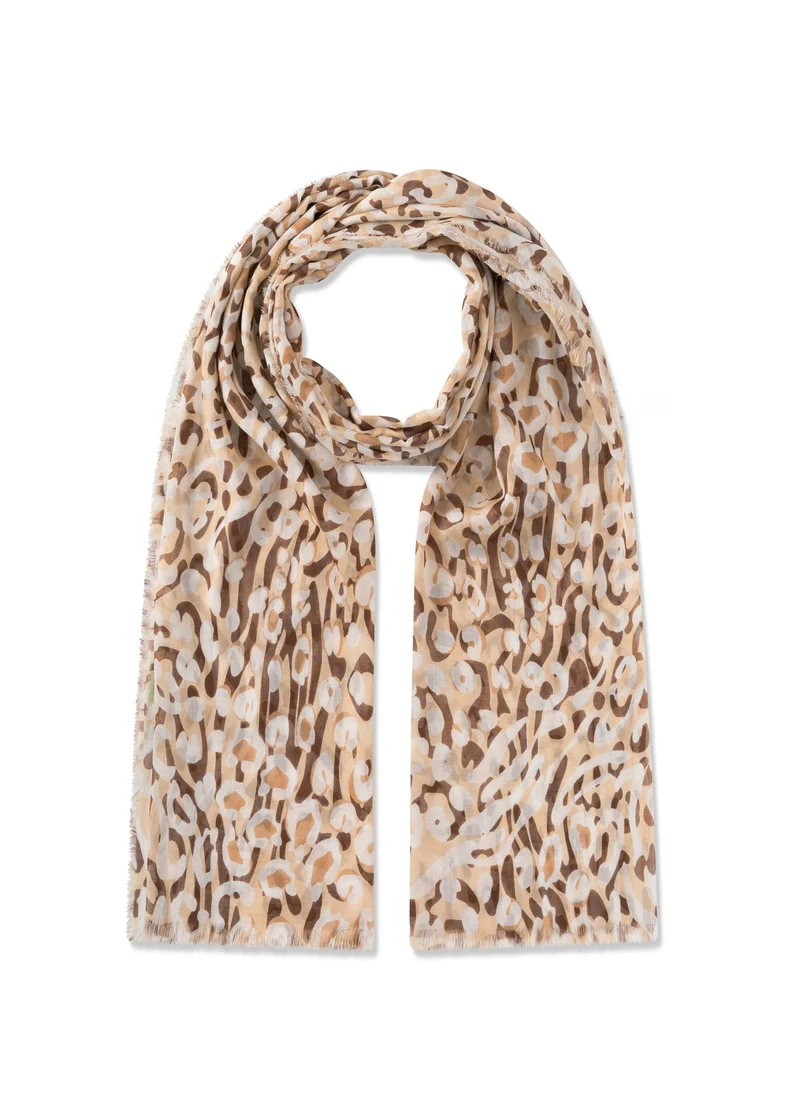 PRINTED SCARF BAMBOO LEO beige-100X190CM, beige