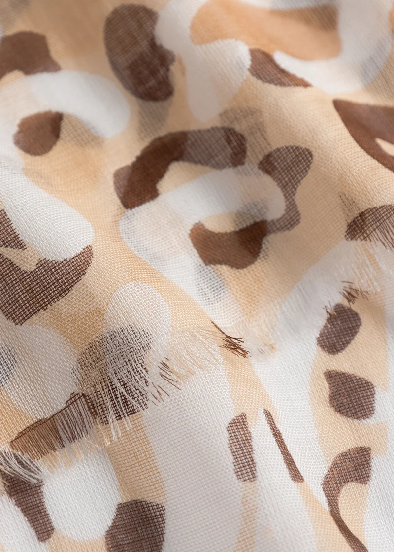 PRINTED SCARF BAMBOO LEO beige-100X190CM, beige