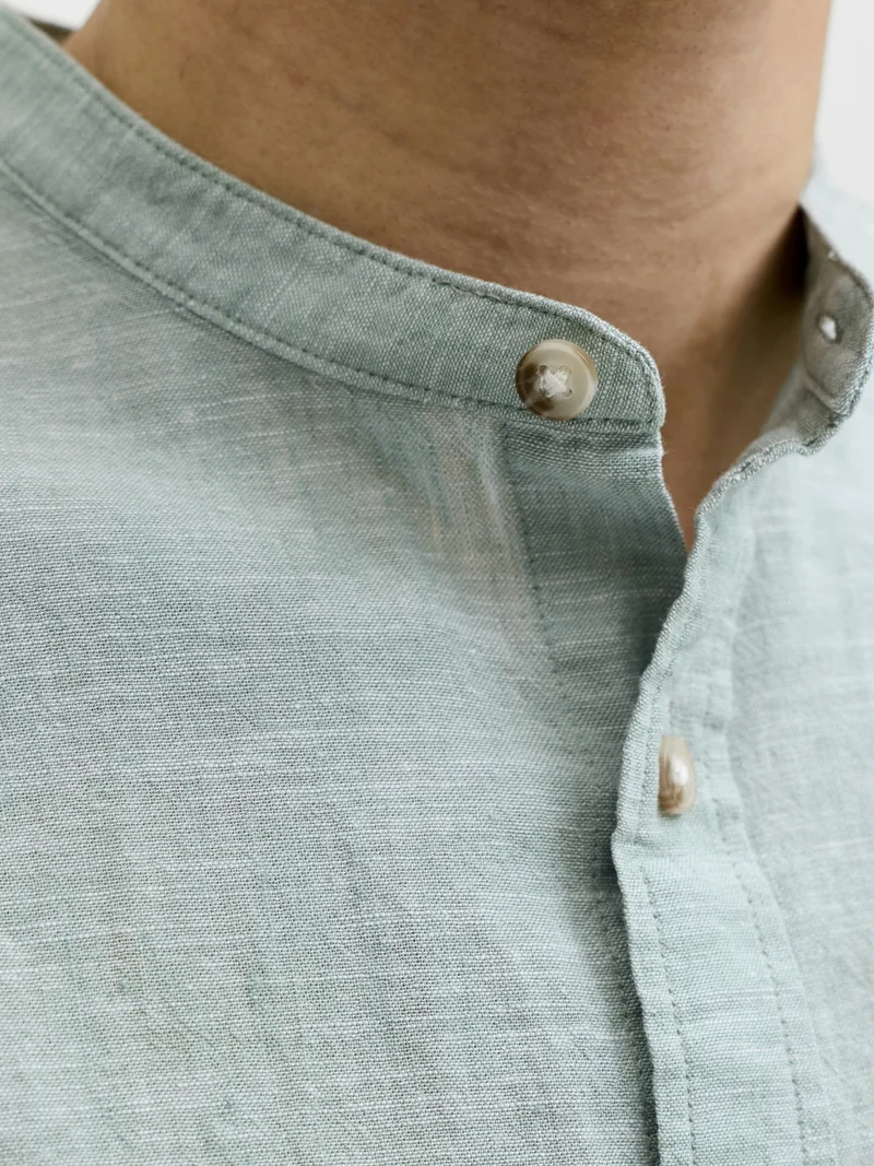 JJESUMMER LINEN BLEND BAND SHIRT L/, Granite Green