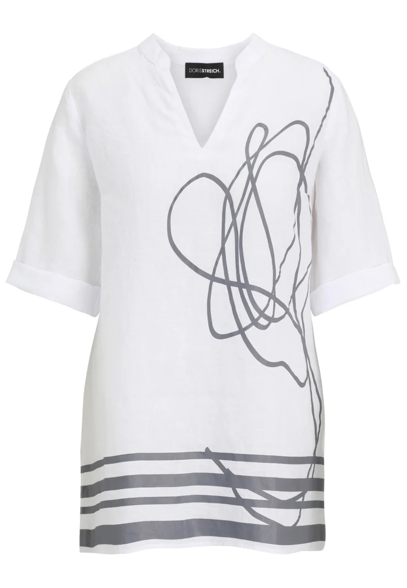 Bluse 1/2 Arm, WeiSS/Schwarz