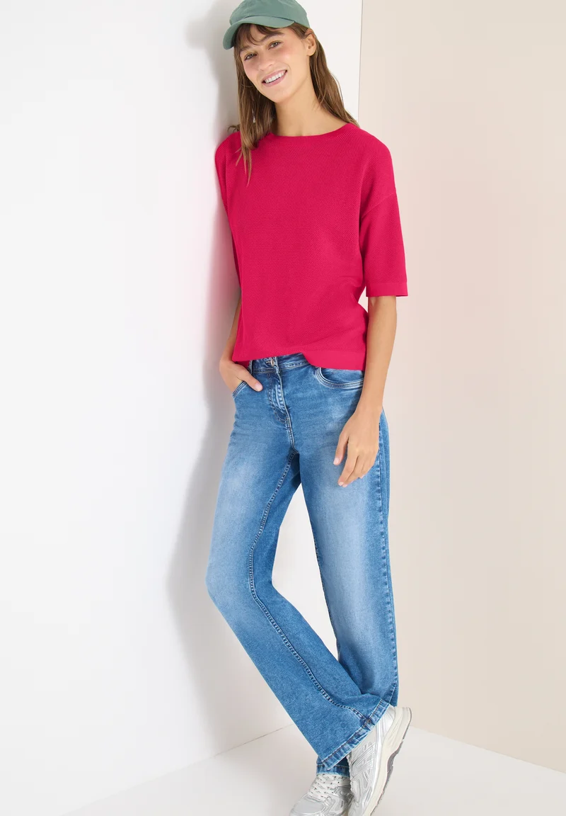 Structured short sleeve, beetroot pink