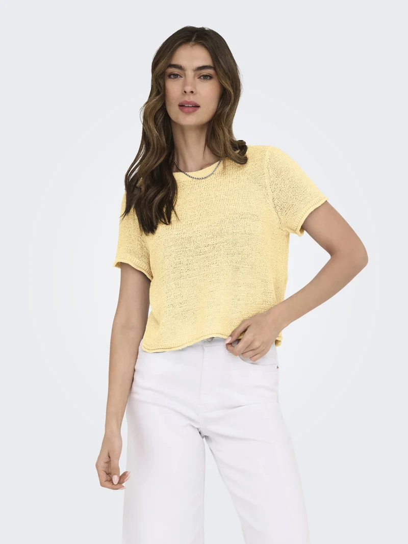 ONLSUNNY S/S PULLOVER KNT NOOS, Double Cream