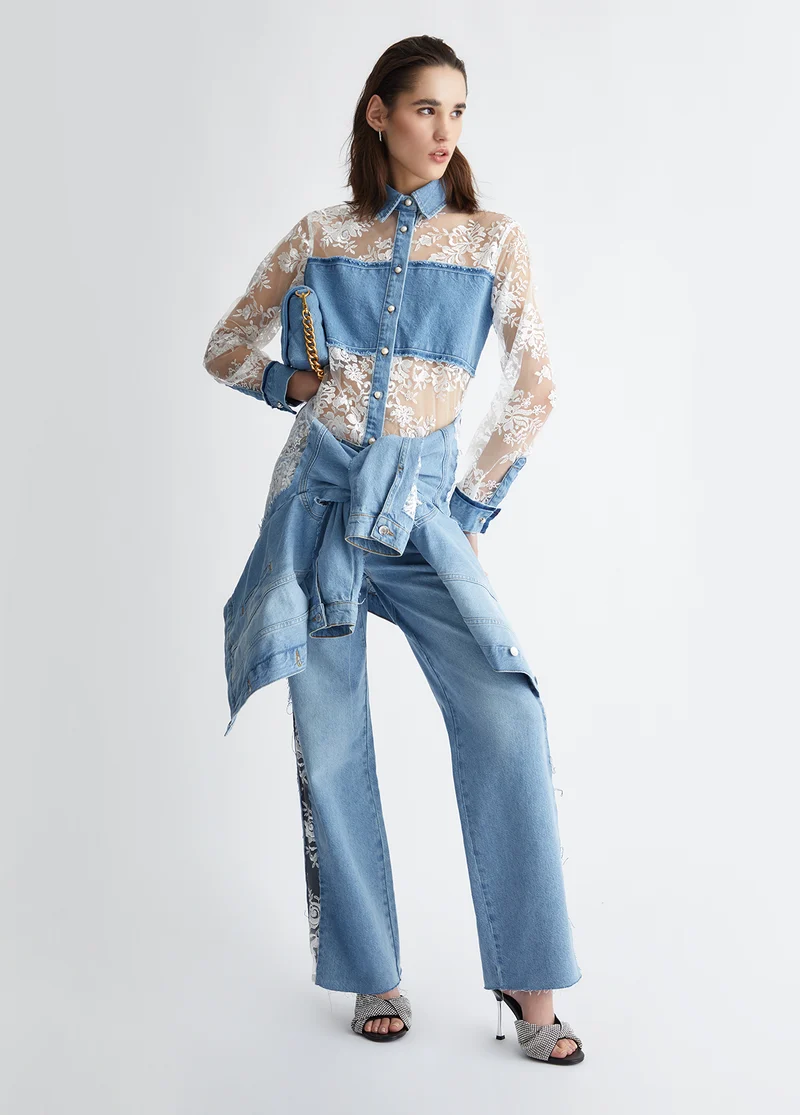 Straight-Leg Jeans with Lace