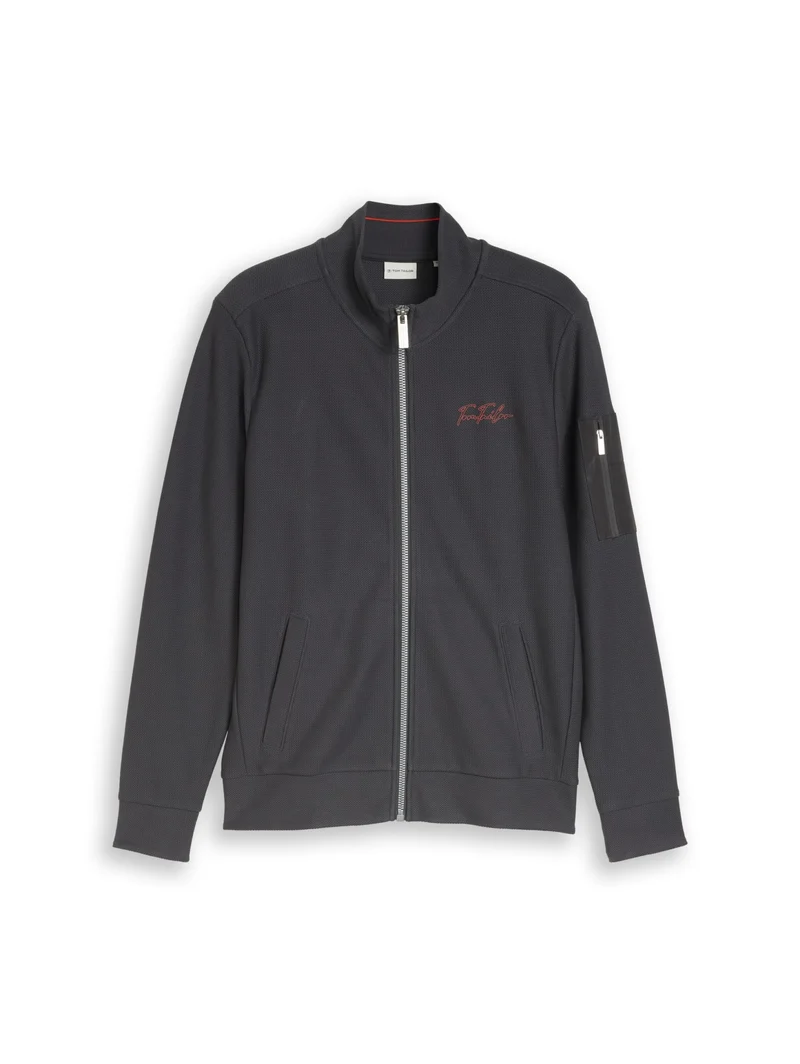 structured stand-up sweat jack, Tarmac Grey