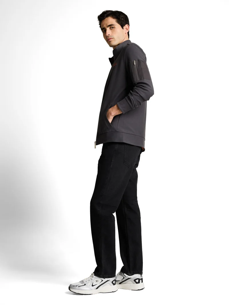 structured stand-up sweat jack, Tarmac Grey