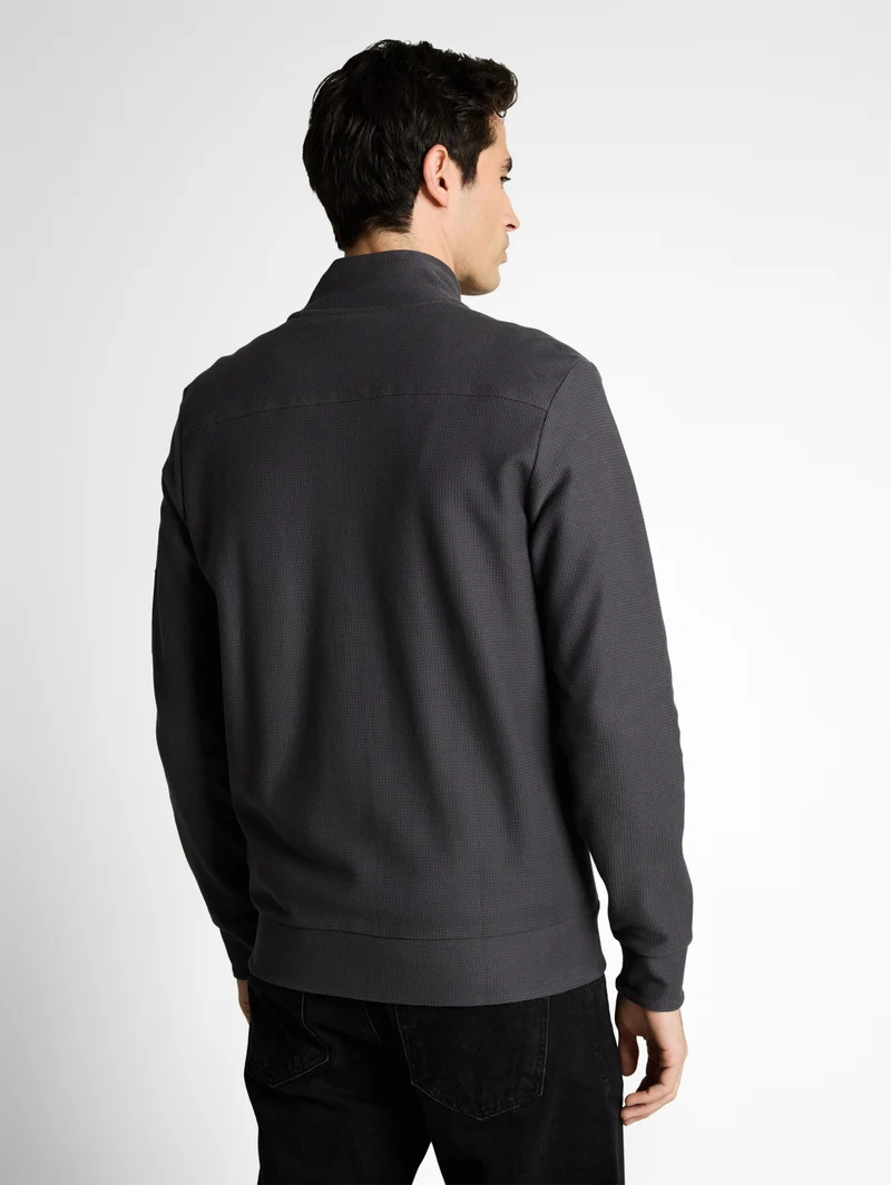 structured stand-up sweat jack, Tarmac Grey