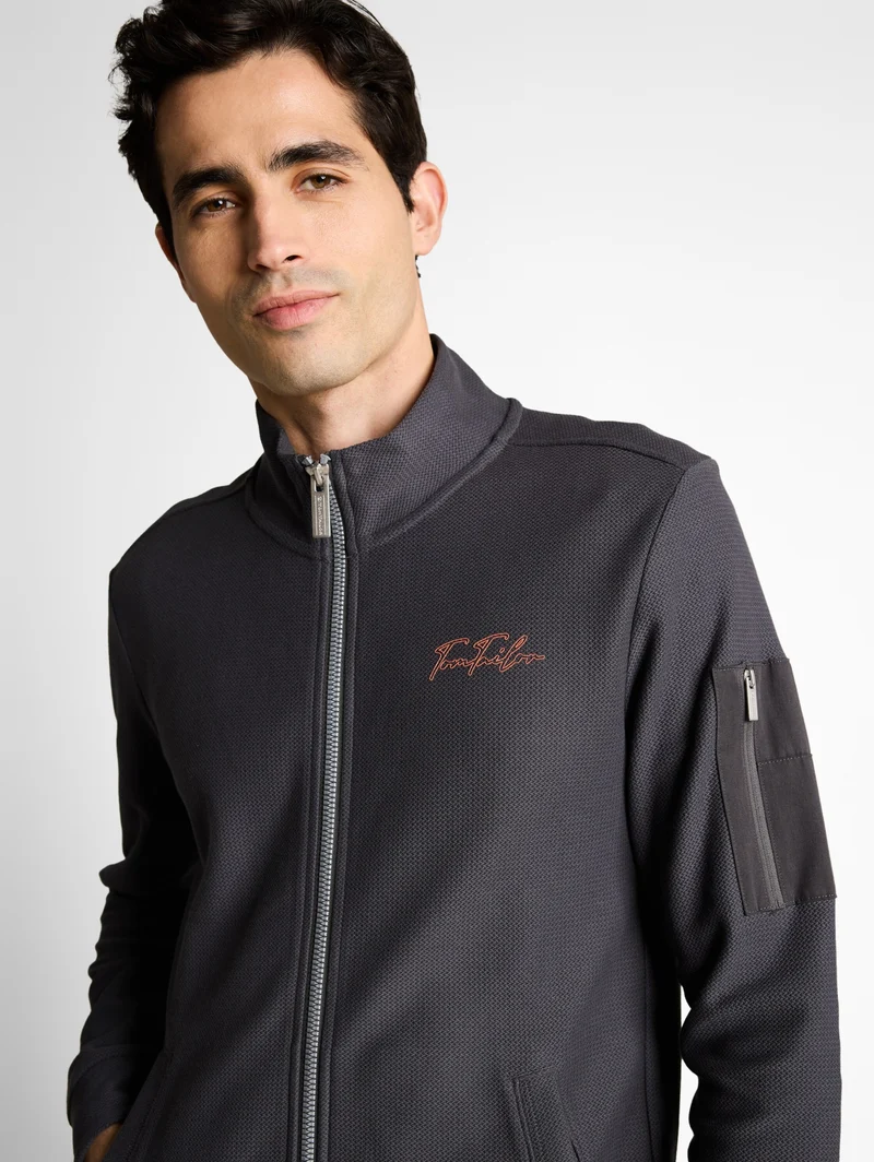 structured stand-up sweat jack, Tarmac Grey