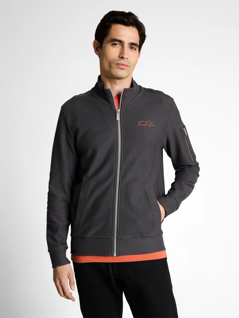 structured stand-up sweat jack, Tarmac Grey