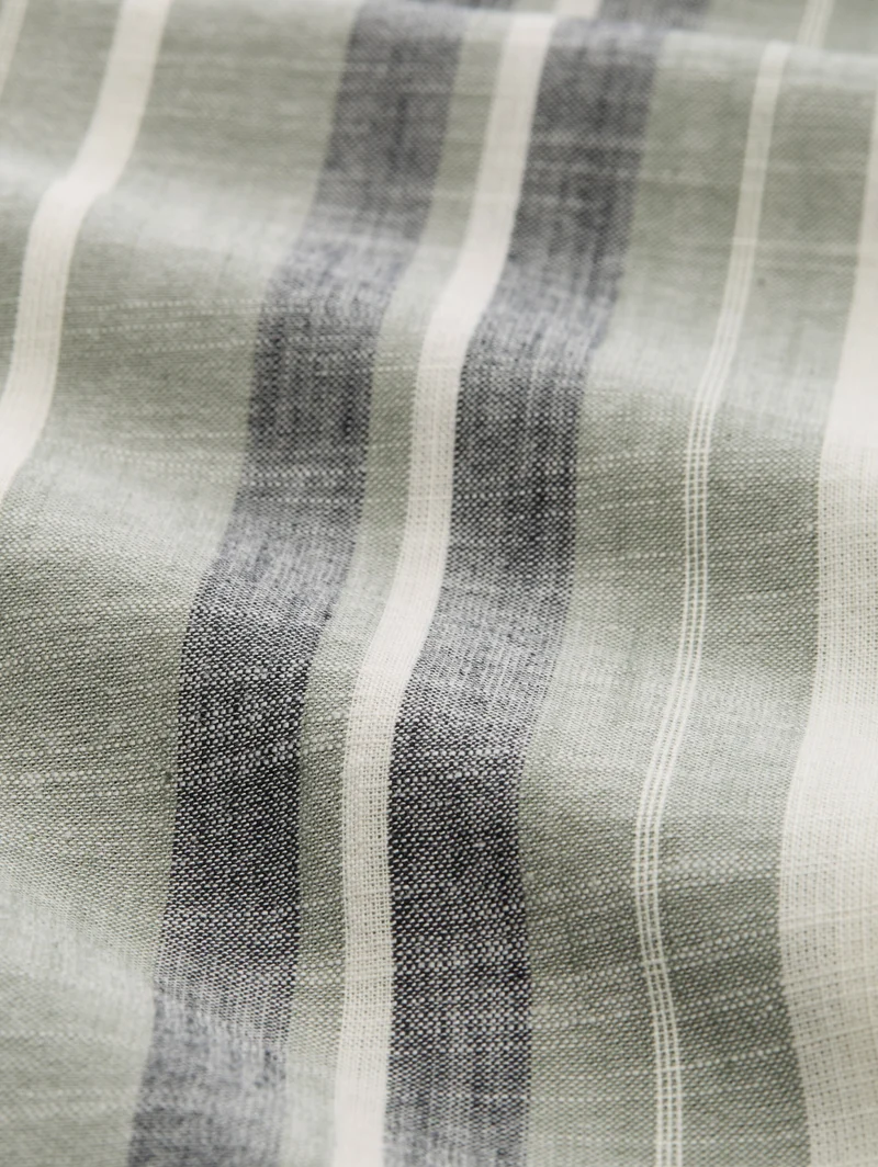 loose fit straight hem shirt, green sea spray stripe