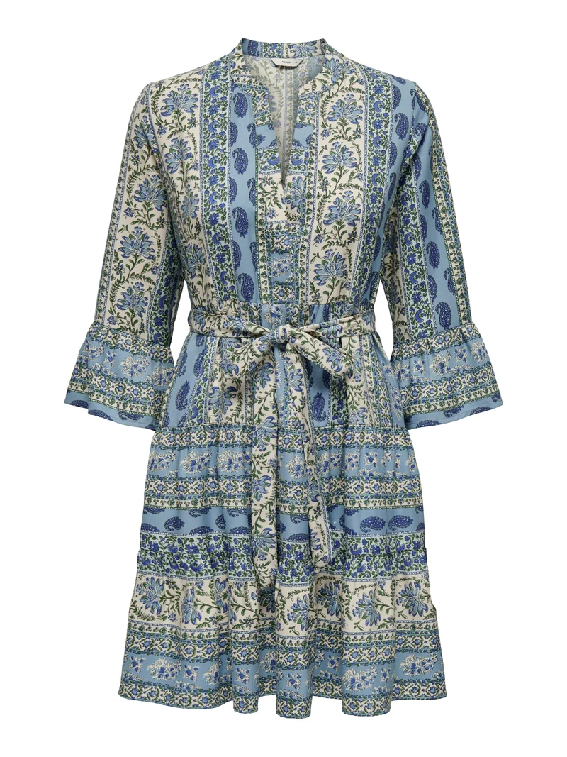 ONLSINA LIFE 3/4 SHORT DRESS NOOS W, Cloud Dancer/SINA PAISLEY