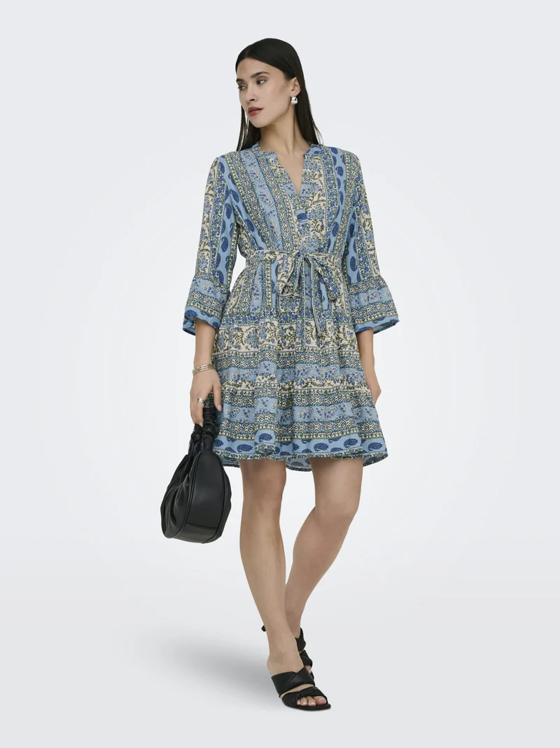 ONLSINA LIFE 3/4 SHORT DRESS NOOS W, Cloud Dancer/SINA PAISLEY
