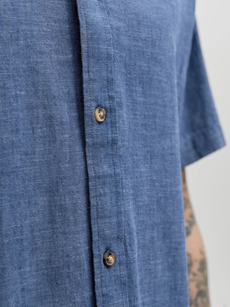 JJESUMMER LINEN BLEND SHIRT S/S SN, Navy Blazer