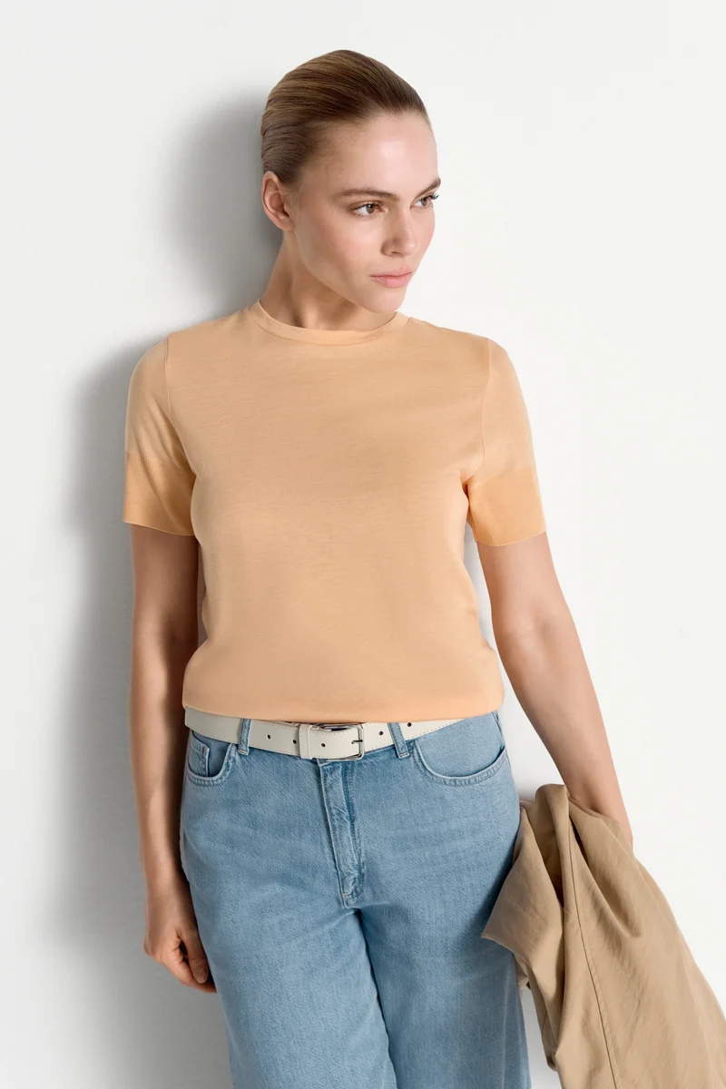 T Fineknit Shirt, soft papaya