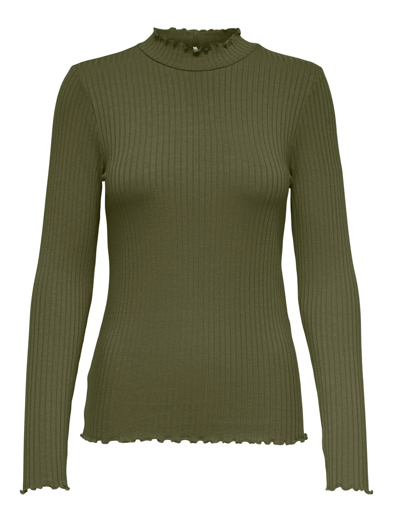 JDYFRANSISKA L/S HI-NCK TOP JR NOOS, Dark Olive