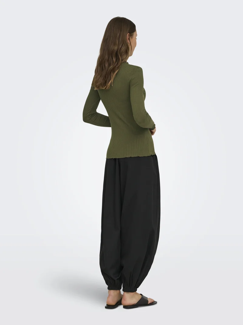 JDYFRANSISKA L/S HI-NCK TOP JR NOOS, Dark Olive