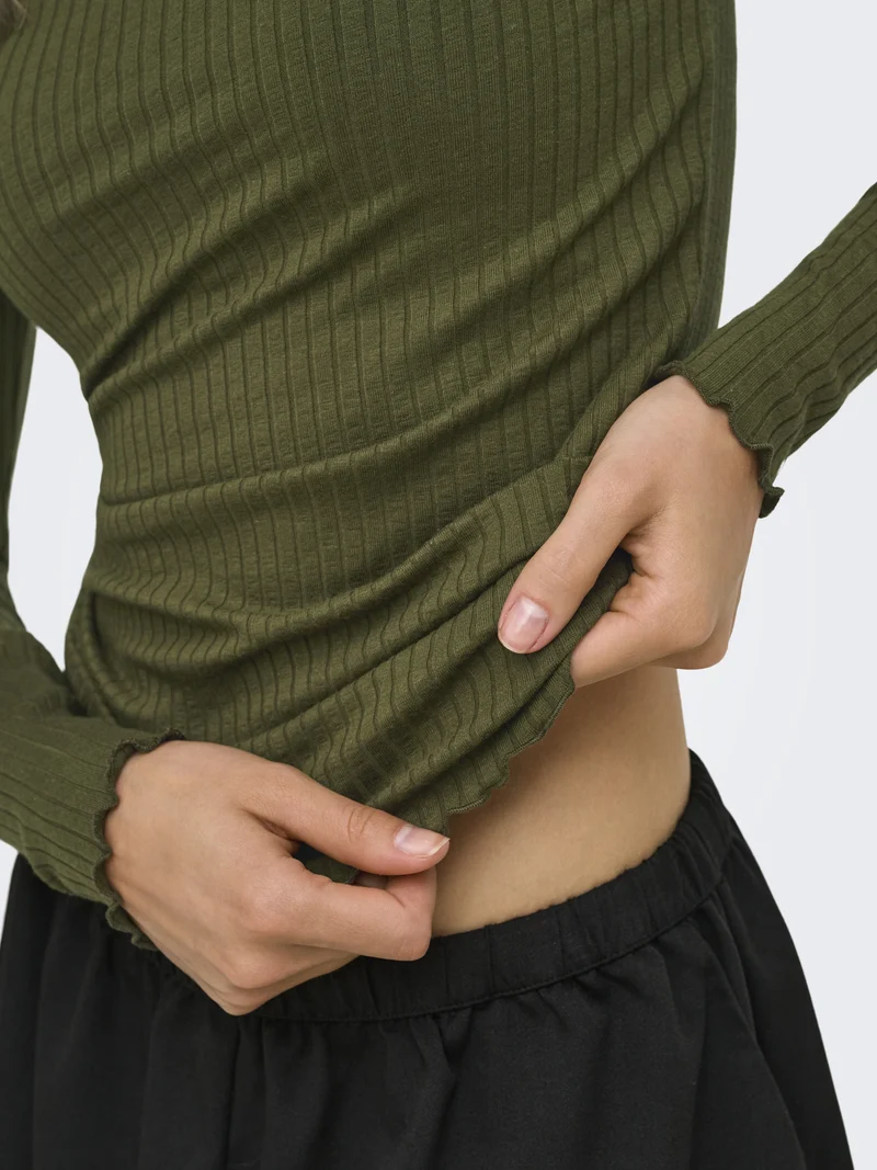 JDYFRANSISKA L/S HI-NCK TOP JR NOOS, Dark Olive