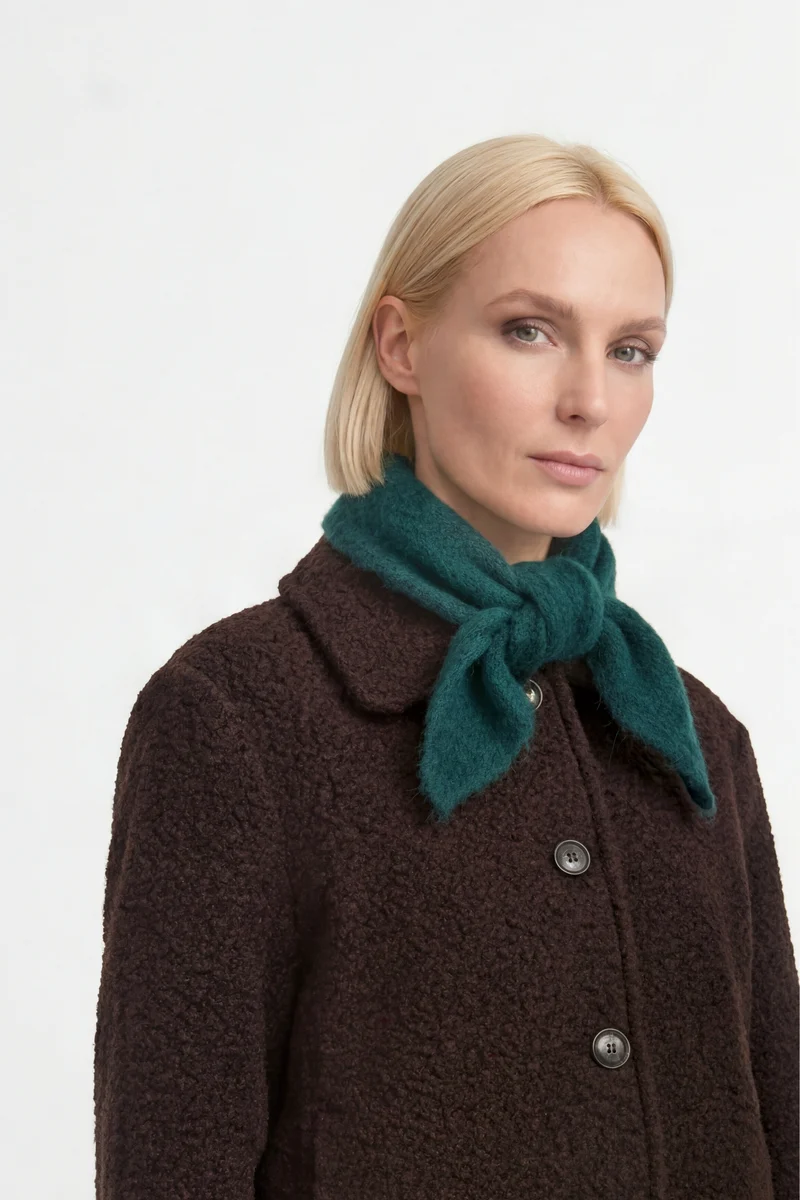 Knitted triangle scarf, deep pine