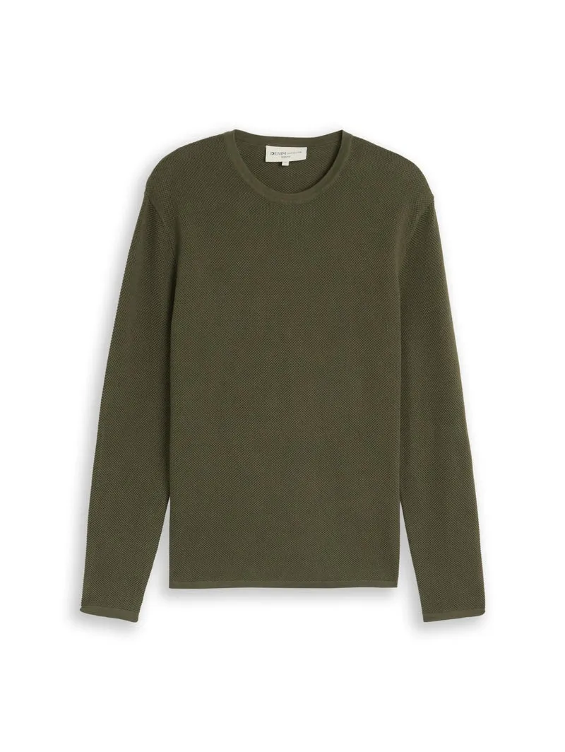 basic structred crew neck knit, urban olive green