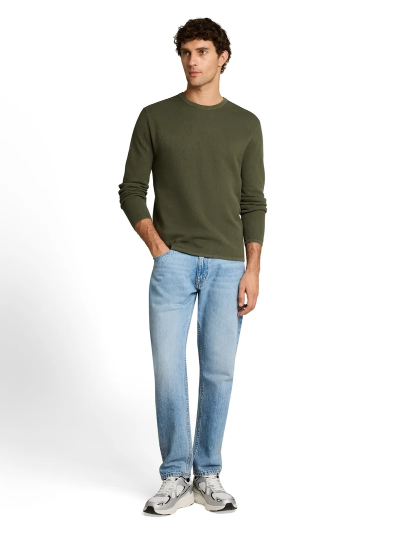 basic structred crew neck knit, urban olive green