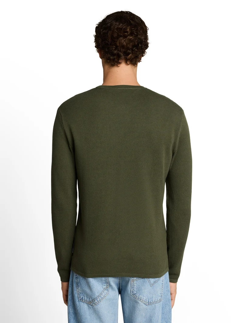 basic structred crew neck knit, urban olive green
