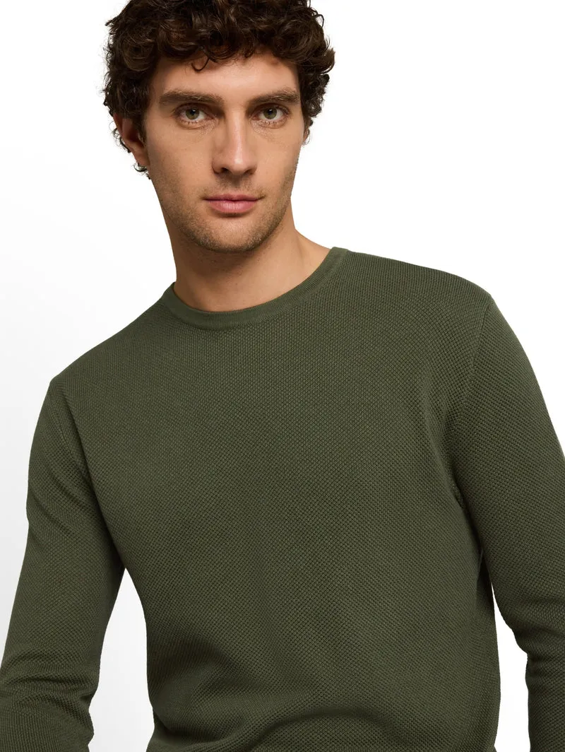 basic structred crew neck knit, urban olive green