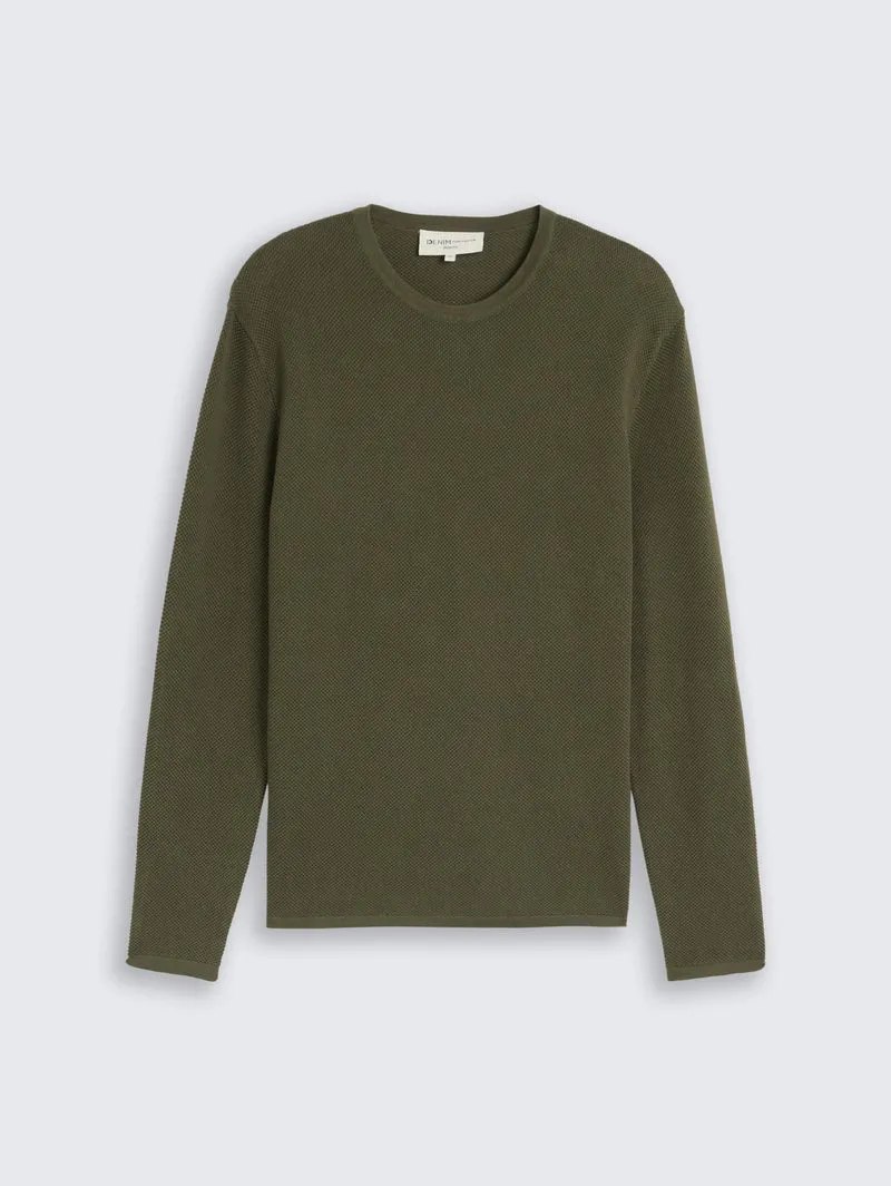 basic structred crew neck knit, urban olive green