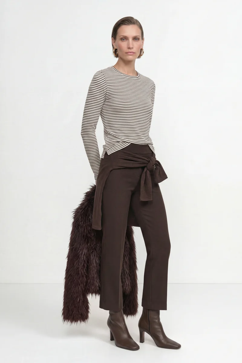 Organic Sparkle Striped Longsleeve, chocolate torte