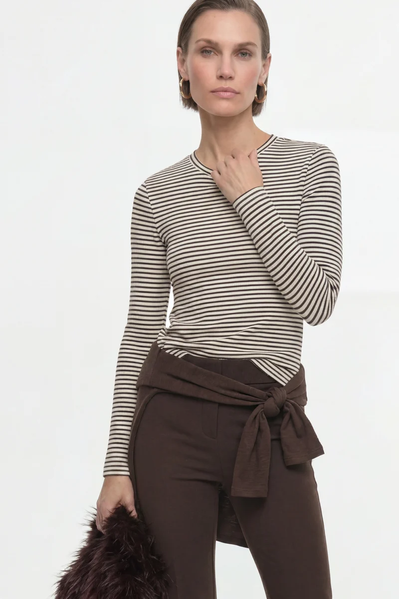 Organic Sparkle Striped Longsleeve, chocolate torte