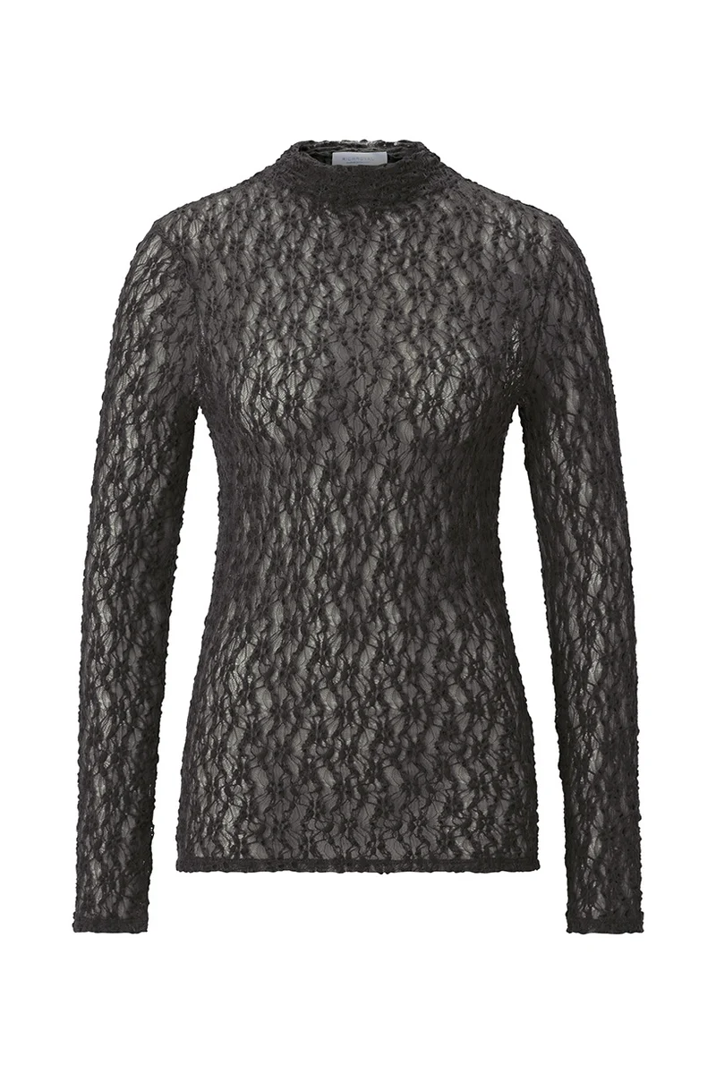 Jersey Lace Turtleneck Longsleeve, chocolate torte