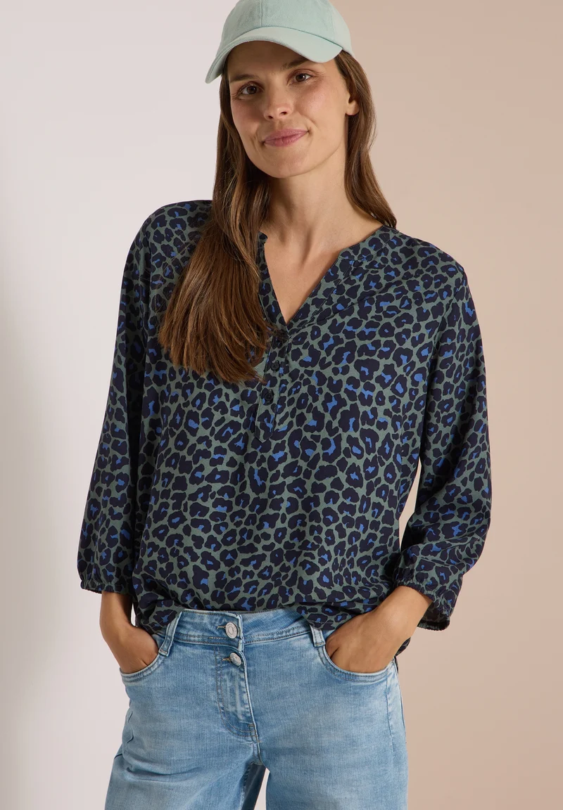 Leo AOP Blouse, dried olive green
