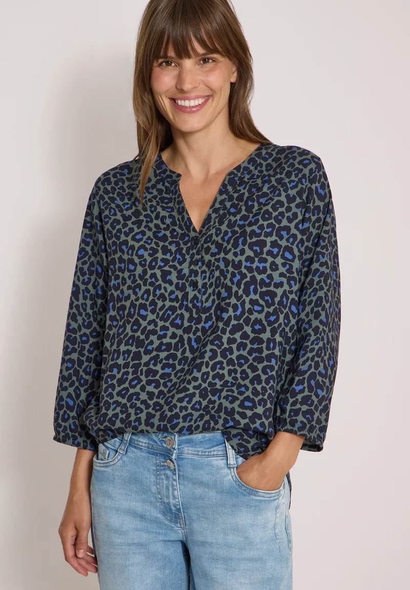 Leo AOP Blouse, dried olive green