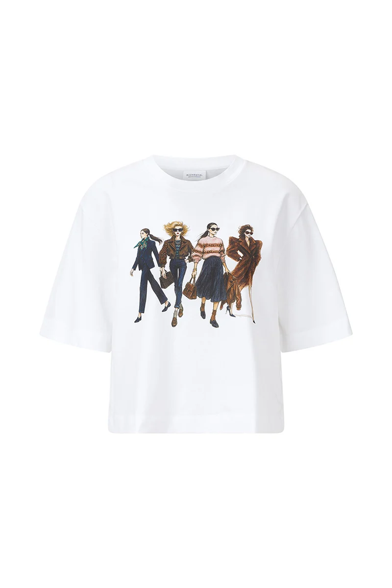 Gentle Fit T-Shirt with Women Print, white