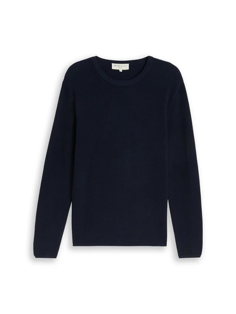 basic structred crew neck knit, sky captain blue