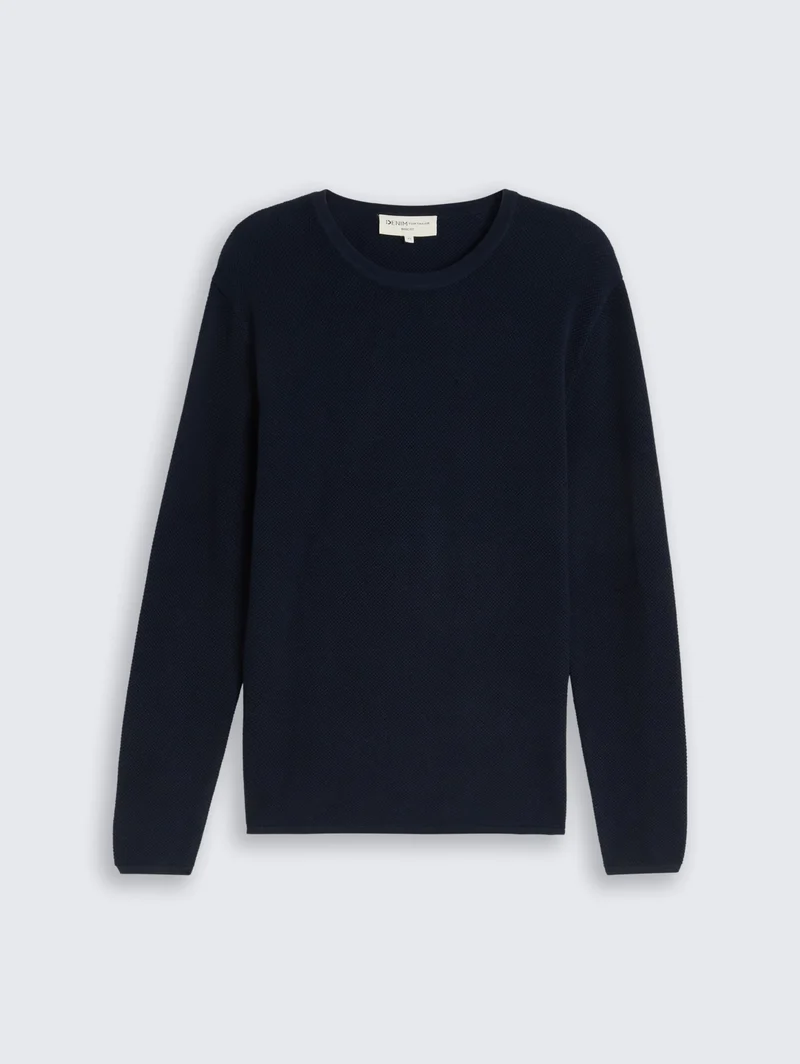 basic structred crew neck knit, sky captain blue