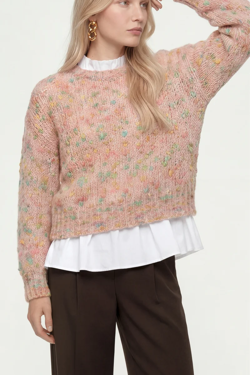 CNK Neps with Glam Yarn, powder rosé
