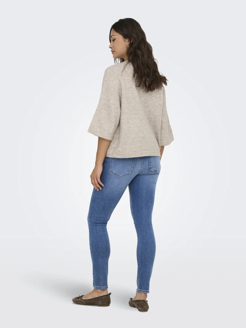 ONLSIMONI 3/4 PULLOVER KNT NOOS, Pumice Stone/MELANGE