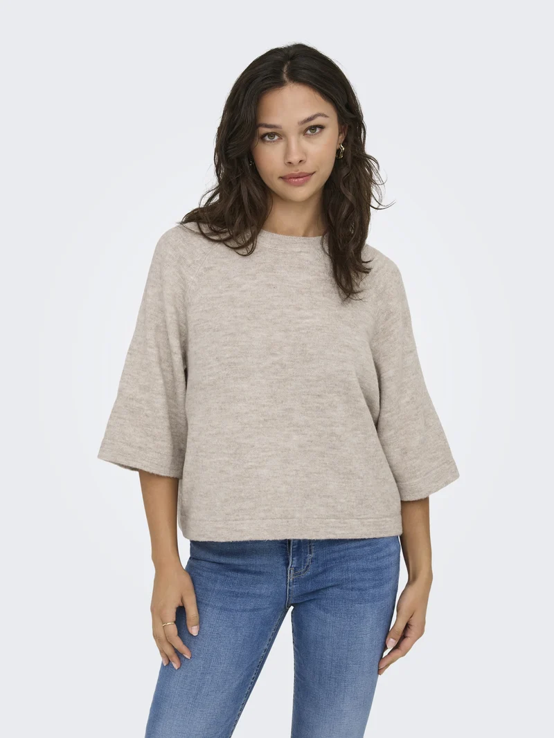 ONLSIMONI 3/4 PULLOVER KNT NOOS, Pumice Stone/MELANGE