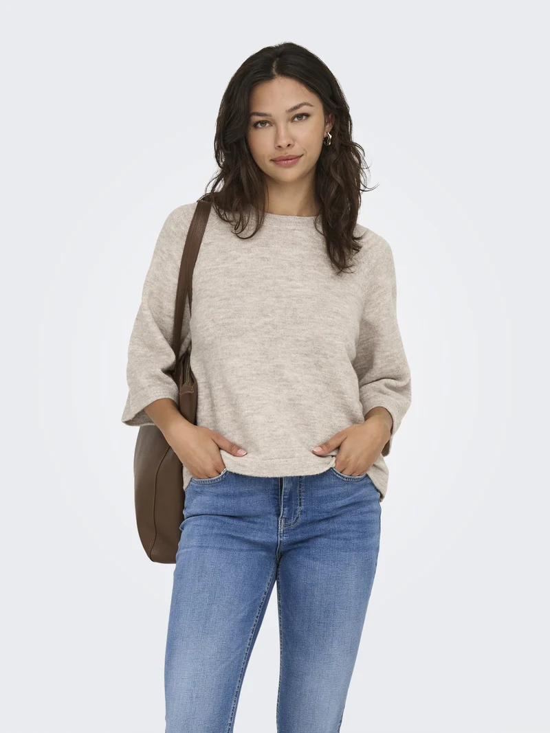 ONLSIMONI 3/4 PULLOVER KNT NOOS, Pumice Stone/MELANGE