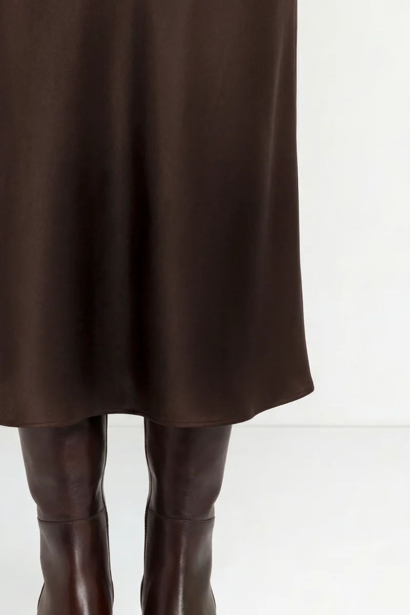 Satin Midi Skirt, chocolate torte