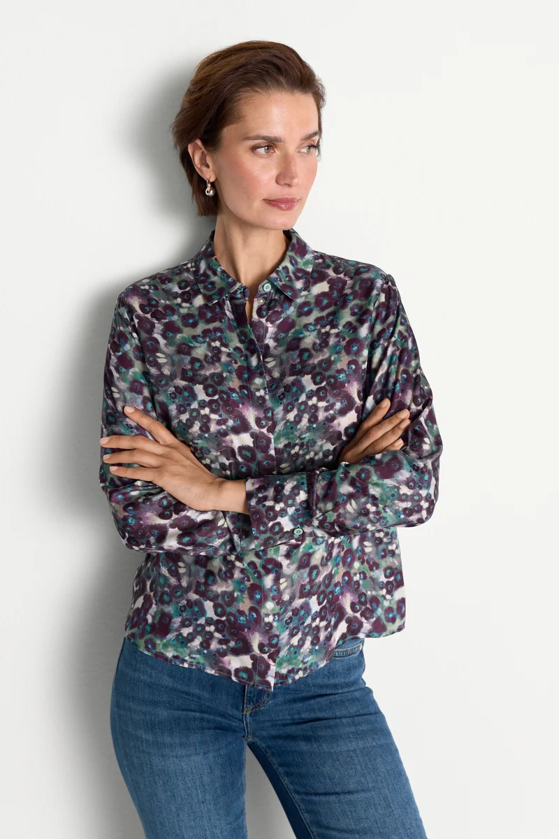 Printed Blouse, leaf green