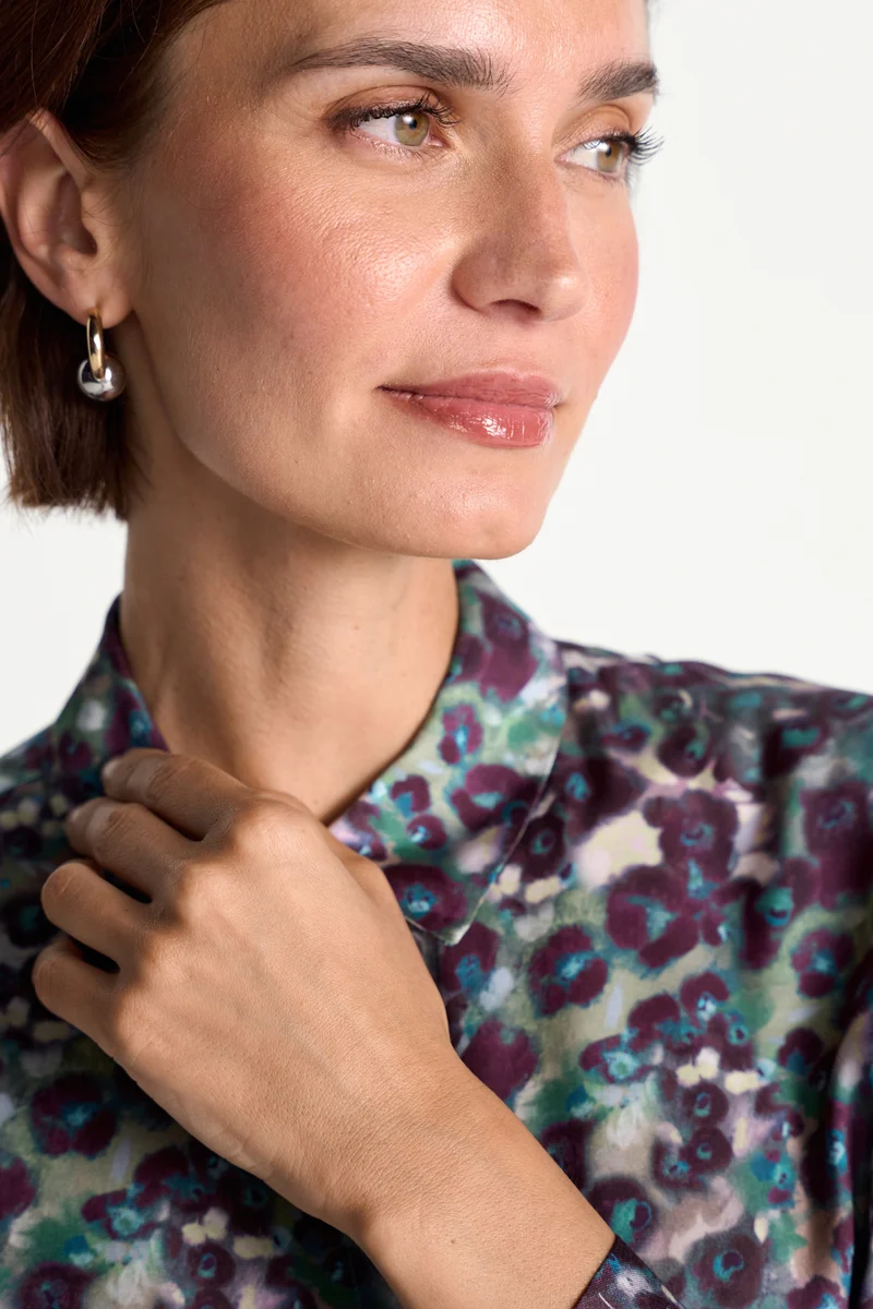 Printed Blouse, leaf green